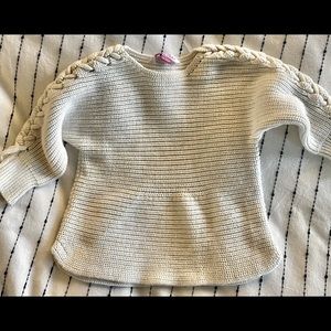 Ruffle Butt White Cable Knit Sweater